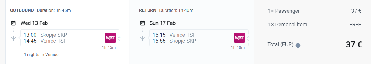 Βενετία αεροπορικά εισιτήρια 