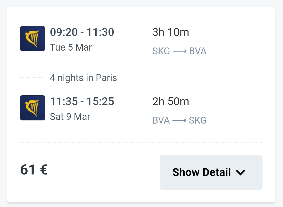 Airtickets to paris from Thessaloniki